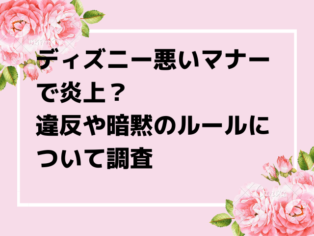 Dヲタ暗黙のルールで炎上 ディズニーのマナーや違反芸能人について調査 Honoka S Blog